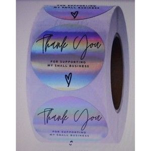 500 Pieces Thank You 1" Stickers Roll Sticker Adhesive Holographic Rainbow NIP